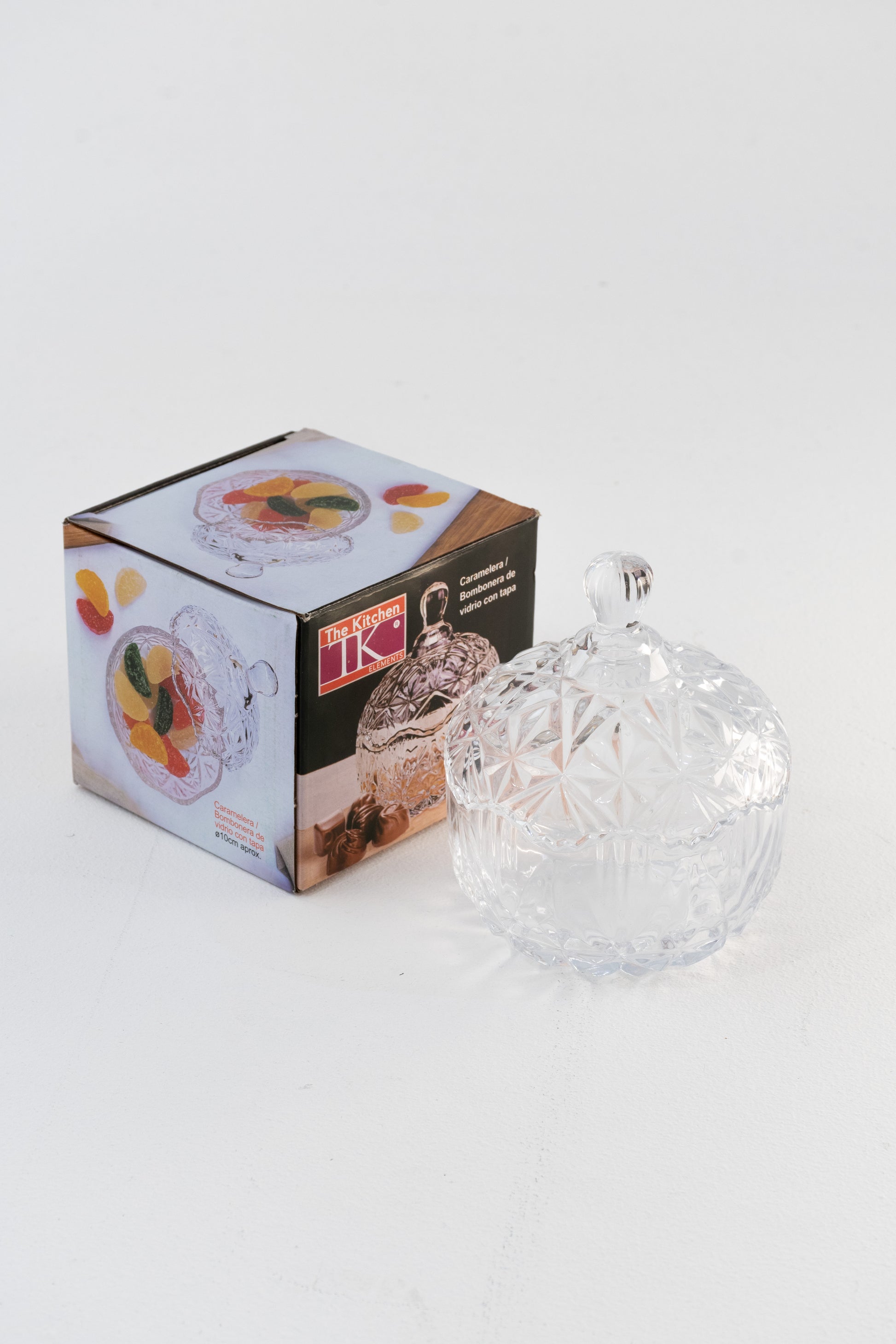 CARAMELERA DE VIDRIO CON TAPA 13.5 CM