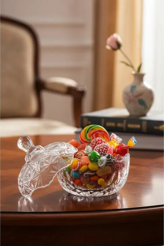 CARAMELERA DE VIDRIO CON TAPA 13.5 CM